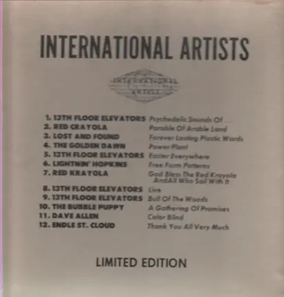 13th Floor Elevators, Red Crayola etc. - International Artists (12 LP Box Set)