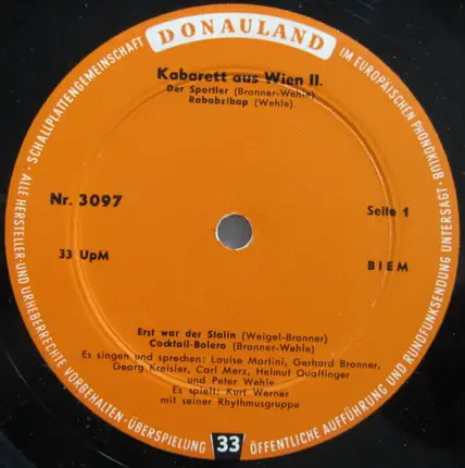 Weigel / Bronner / Wehle a.o. - Kabarett Aus Wien II