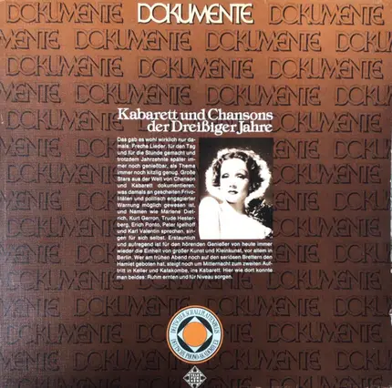 Various - Kabarett Und Chansons Der Dreißiger Jahre