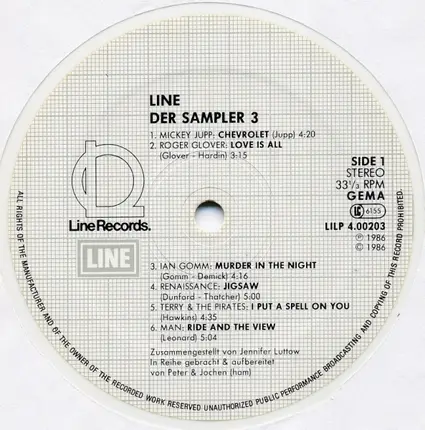 Roger Clover, Del Shannon, Jon Lord a.o. - Line - Der Sampler 3