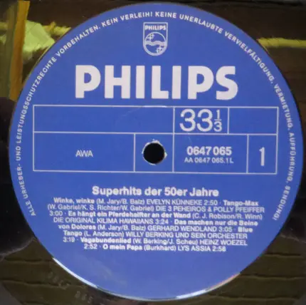 Evelyn Künneke / Die 3 Peheiros & Polly Pfeiffer / a.o. - Superhits Der 50er Jahre