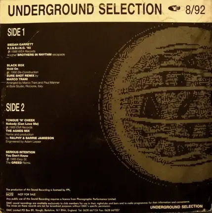 Black Box, Serious Intention, Tongue 'N' Cheek, Siedah Garrett - Underground Selection 8/92