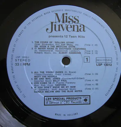 Santana, Mott The Hoople a.o. - Miss Juvena Presents 12 Teen Hits