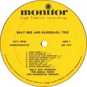 LP - Billy Edd - Billy Edd And Bluegrass, Too - Mono