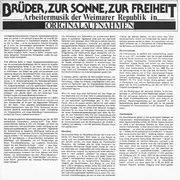 LP - Non Music Compilation - Brüder, Zur Sonne, Zur Freiheit - Arbeitermusik Der Weimarer Republik In Originalaufnahmen