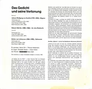 10'' - Johann Wolfgang von Goethe a.o. - Das Gedicht und seine Vertonung - Gatefold + Booklet