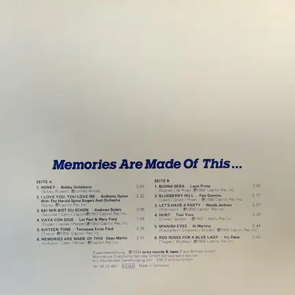 The Andrews Sisters, Dean Martin, Fats Domino, Wanda Jackson a.o. - Deutsche Kleiderspedition - Memories Are Made Of This...