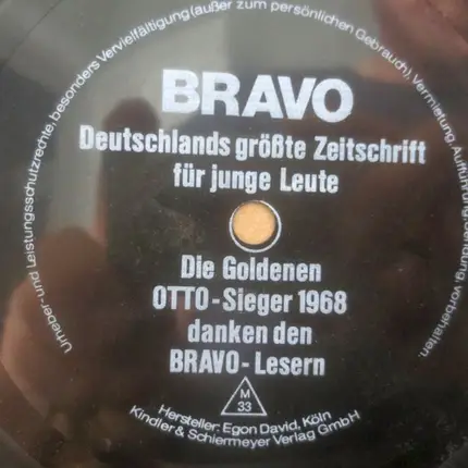 Various - Die Goldenen OTTO-Sieger 1968 danken den BRAVO-Lesern