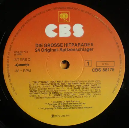 Billy Swan, Johnny Rivers - Die Grosse Hitparade 5 - 24 Original-Spitzenschlager