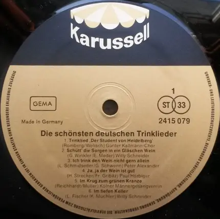 Günter Kallman-Chor / Willy Schneider / Peter Alexander / a.o. - Die Schönsten Deutschen Trinklieder