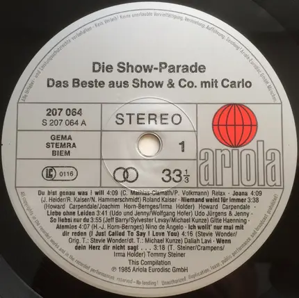 Roland Kaise, Howard Carpendale, Gitte Haenning - Die Show Parade