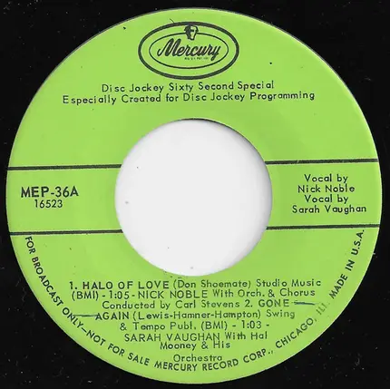 Nick Noble, Sarah Vaughan, Johnny Jay, The Ivories - Disc Jockey Sixty Second Special