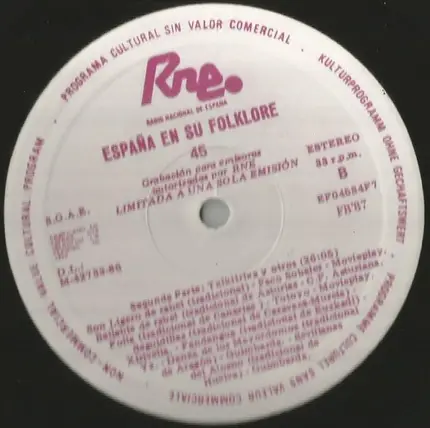 Various - España En Su Folklore 45: Instrumentos Populares 2/2