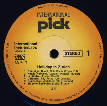 Edgar Ott, Joseph Bovet, Fredi Brändli a.o. - Holiday In Zurich