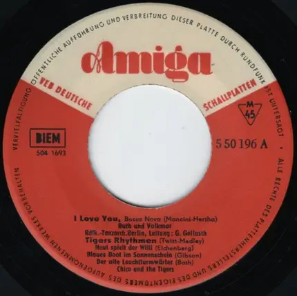 Various - I Love You / Tigers Rhythmen / Alo - Ahé / Nur Bei Dir Bin Ich Zu Haus
