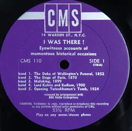 Various - I Was There! Eyewitness Accounts Of Momentous Occasions. Recordings From The BBC Sound Archives