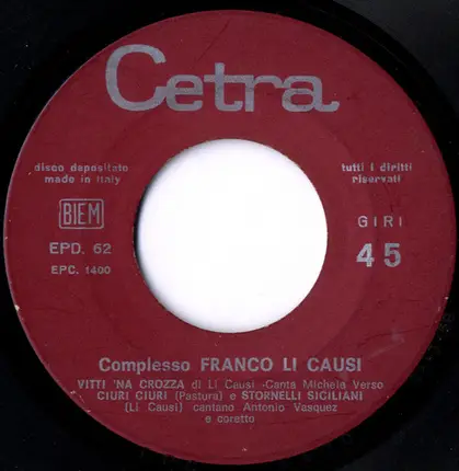 Franco Li Causi E Il Suo Complesso a.o. - I'll Remember... Sicilia
