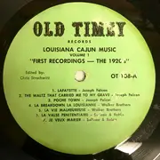 LP - Joseph Falcon, Cleoma Falcon, a.o. - Louisiana Cajun Music Volume 1: First Recordings - The 1920's
