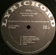 LP - Various - Peru: Music From The Land Of Macchu Picchu