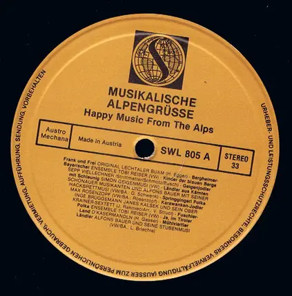 Inge Brüggemann, Original Lechtaler Buam, D'Kasermandln - Schenkers Musikalische Alpengrüße / Happy Music From The Alps