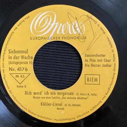 Wolf Gabbe / Hansa-Quartett / Tanzorchester Jo Plée Mit Chor a.o. - Siebenmal In Der Woche (Schlagerparade 14)