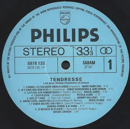 Various - Tendresse - Les Plus Belles Chansons D'amour