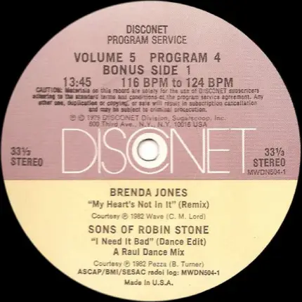 Brenda Jones, Precious Wilson a.o. - Disconet, Volume 5 Program 4