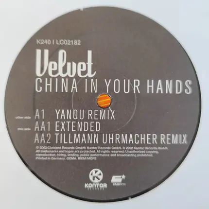 Velvet - China In Your Hands