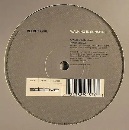 Velvet Girl - Walking In Sunshine / Velvet