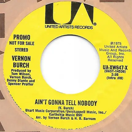 Vernon Burch - Ain't Gonna Tell Nobody