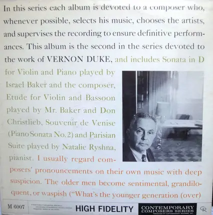 Vernon Duke - Sonata in D / Etude for Violin and Bassoon / Souvenir de Venise / Parisian Suite