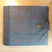 Vinyl Storage - Vintage Schallplattenalbum - in blau-grün-rotem Karomuster, für 16 LPs
