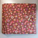 Vinyl Storage - Vintage Schallplattenalbum - in pinkem Stoff, mit buntem Blumendesign, für 16 LPs