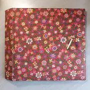 Vinyl Storage - Vintage Schallplattenalbum - in pinkem Stoff, mit buntem Blumendesign, für 16 LPs