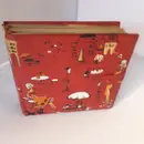 Vinyl Storage - Vintage Schallplattenalbum - in rot, mit Freizeit-Motiven und Druckknopf-Verschluss, für 20 Singles