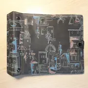 Vinyl Storage - Vintage Schallplattenalbum - in schwarz, mit Stadtleben-Motiven, für 20 Singles