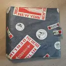 Vinyl Storage - Vintage Schallplattenalbum - jeansblau mit Städte Design, für 16 Singles