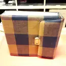 Vinyl Storage - Vintage Schallplattenalbum - mit braun-blau kariertem Stoffbezug, für 20 Singles