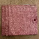 Vinyl Storage - Vintage Schallplattenalbum - mit rot-weißem  Flechtmuster-Stoffüberzug, für 20 Singles