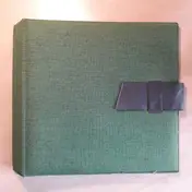 Vintage Schallplattenalbum - grüner 70er Jahre Stoffbezug, für 16 LPs