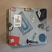 Vinyl Storage - Vintage Schallplattenalbum - in grau, im Spieltisch-Collagen-Design, für 20 Singles