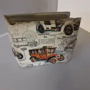 Vinyl Storage - Vintage Schallplattenalbum - in weiß, mit Oldtimer-Motiven, für 20 Singles