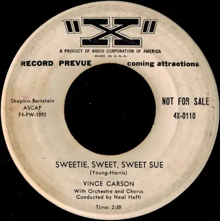 Vince Carson - Sweetie, Sweet, Sweet Sue