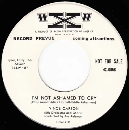 Vince Carson - Walk Down The Aisle / I'm Not Ashamed To Cry