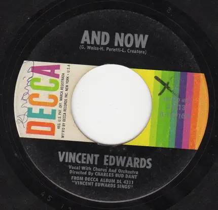 Vince Edwards - Don't Worry 'Bout Me/And Now