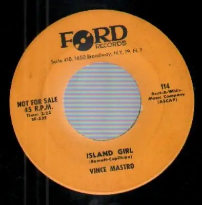 Vince Mastro - You Are The Love Of My Life / Island Girl