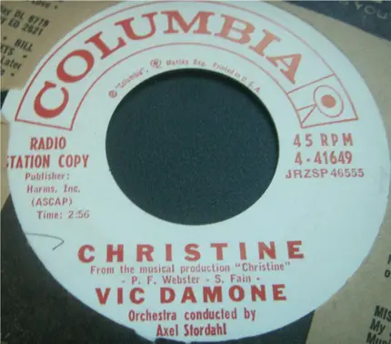 Vic Damone - Christine / Never Will I Marry