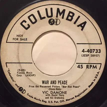 Vic Damone with David Terry And His Orchestra - Speak My Love / War And Peace