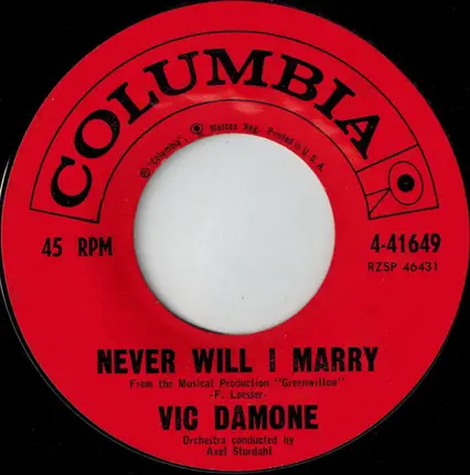 Vic Damone - Christine / Never Will I Marry