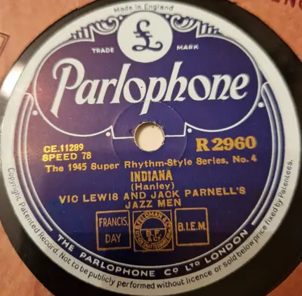 Vic Lewis And Jack Parnell's Jazz Men - Ugly Child / Indiana